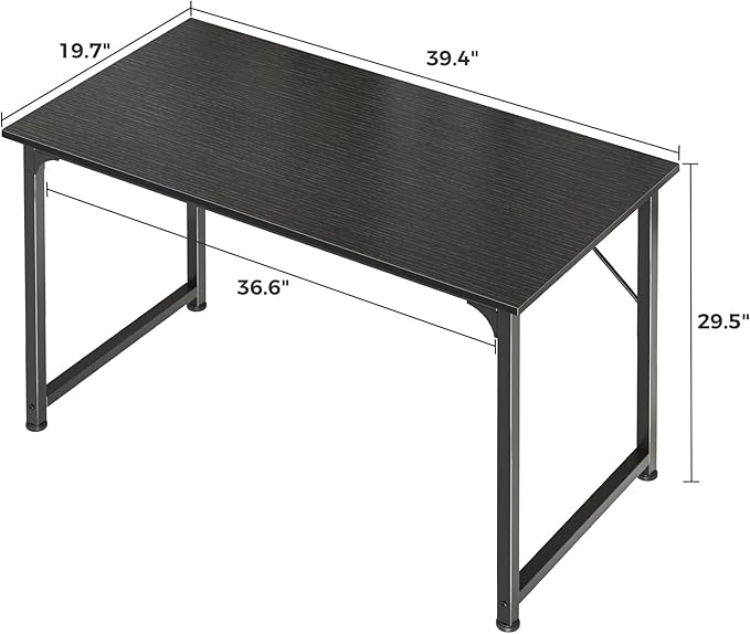 Huuger Modern Simple Office Desk, 40 Inch Gaming Desk with Storage, Black Metal Frame, Large Legroom