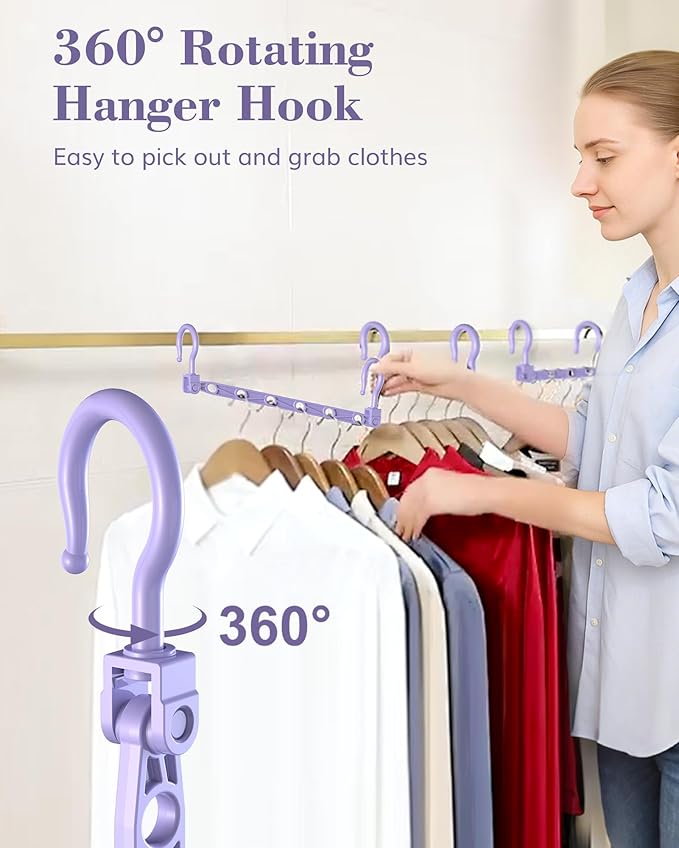 Space Saving Hangers for 96 Clothes, Reinforced Collapsible Hangers with 360° Swivel Hook, Hanger Hooks Space Saver for Closet Organizers and Storage, Dorm Room Essentials, Fully Assembled, Colorful