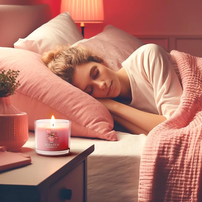 Pink Candles, Scented Candle Gift Set for Stress Relief, 3 Votive Candles for Women and Men, Birthday Candle Gifts for Women, Candles Gifts for Women (Pink, 7 oz)