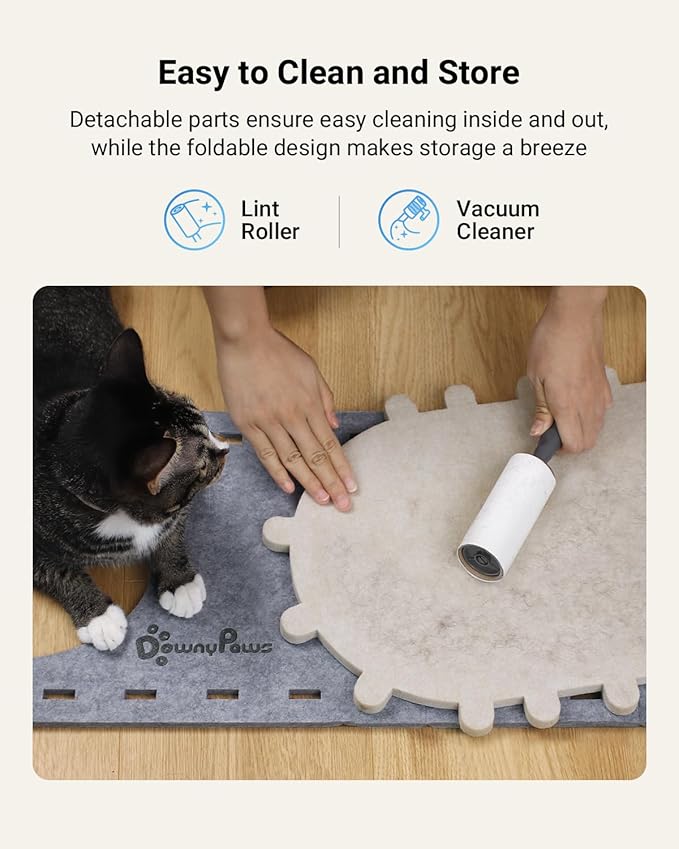 DownyPaws Cat House for Indoor Cats, Cat Bed Cave for Multiple & Large Cats Up to 22 Lbs, Scratch Resistant, Foldable Peekaboo Kitten Caves Tunnel Enclosed Bed, PeekaPurr, Light Gray
