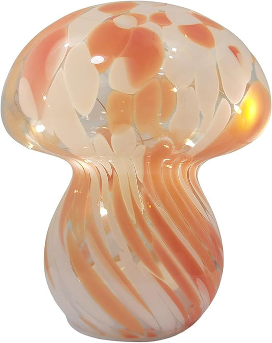 Mushroom Table Lamps Night Lights Cute Glass Nightstand Bedside Desk Lamps for Bedroom Living Study(Bulb Included) - Red