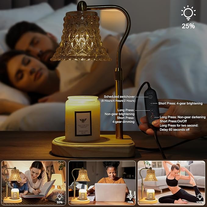 Candle Warmer Lamp with Timer Dimmer, Candle Warmer Light with 2 Bulbs, Birthday Gifts for Women Mom, House Warming Gifts New Home Decor, Wax Melt Warmer for All Scented Jar Candle Sizes