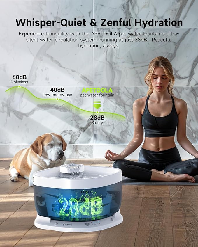 Wireless Dog Water Fountain with 30 Filter,Battery Operated Dog Water Dispenser with Motion Sensor, 237 oz/ 7L Cordless Fountain Water Bowl for Large Dogs Cat(Replacement Filter for 7.5 Months)