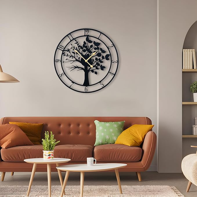 30inch/76cm Extra Large Tree of Life Wall Clocks for Living Room Decor,Bedroom,Battery Operated,Metal,Decorative,Analog,Silent,Non Ticking Wall Clock,Room Wall Decor (Tree of Life, 30 inches)
