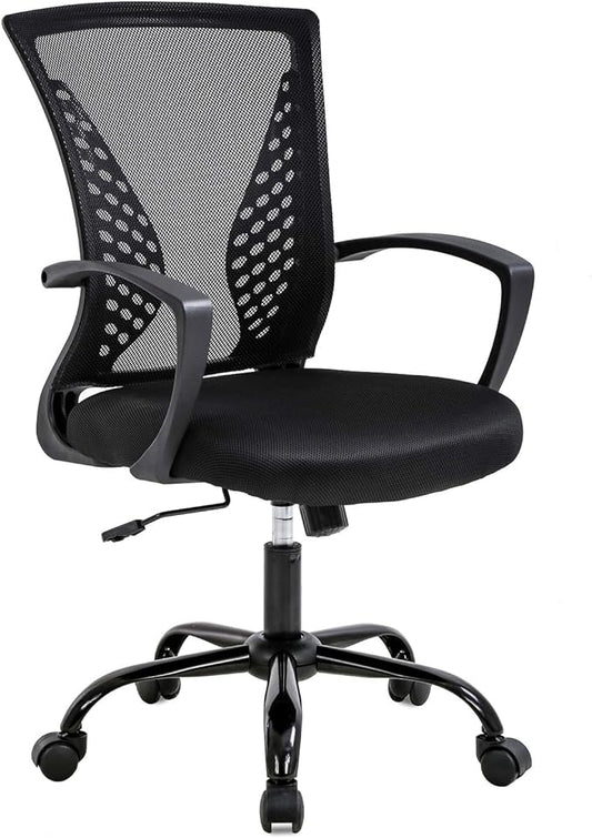 BestOffice Office Chair Ergonomic Desk Chair Mesh Computer Chair with Lumbar Support Armrest Mid Back Rolling Swivel Adjustable Task Chair for Women Adults, Black