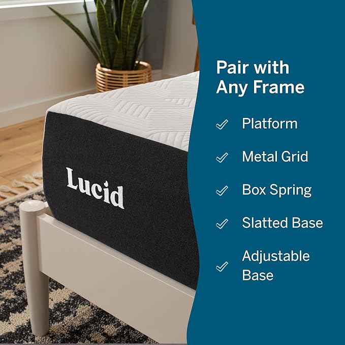 Lucid 10 Inch Memory Foam Mattress - Firm Feel - Infused with Refreshing Bamboo Charcoal and Cooling Gel - Bed in a Box - Temperature Regulating - Pressure Relief - Breathable - Full Size