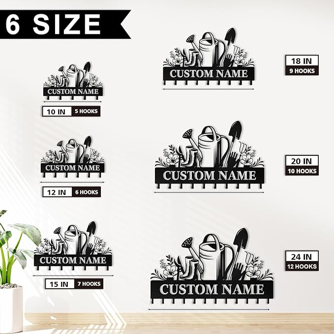 Personalised Key Holder for Wall, Garden Tool Organizer, Key Holder Wall Mount, Garden Decor, Heavy Duty Key Organizer Rack for Outdoor Yard Entryway Office Storeroom, Gardening Gifts