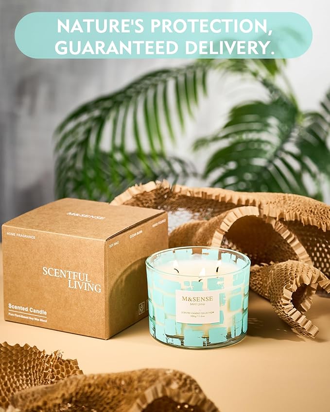 M&SENSE 3 Wick Lavender Milk Scented Candle,11.6oz Natural Soy Wax Non Toxic for Home, Up to 60 Hours Burn time,Fall Decorations for Home,Stress Relief Candles for Women/Men