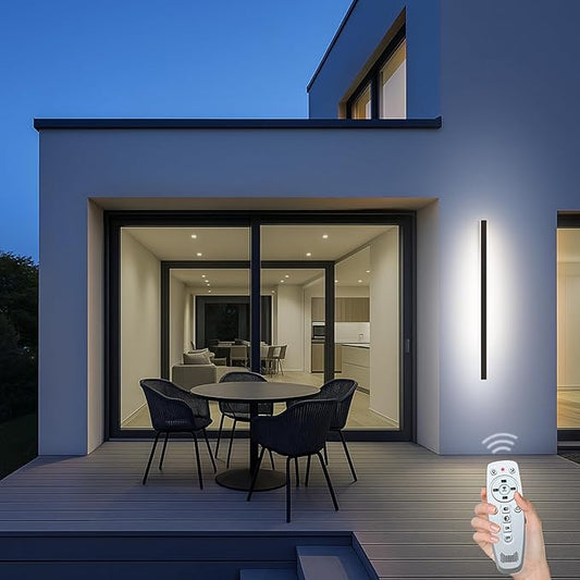 59 Inch Outdoor Wall Lights, 3000K-6000K Led Long Modern Wall Sconce, Ip65 Waterproof 3CCT Color Selectable Porch Lights with Remote Control Lighting Fixture for Porch Garden Garage