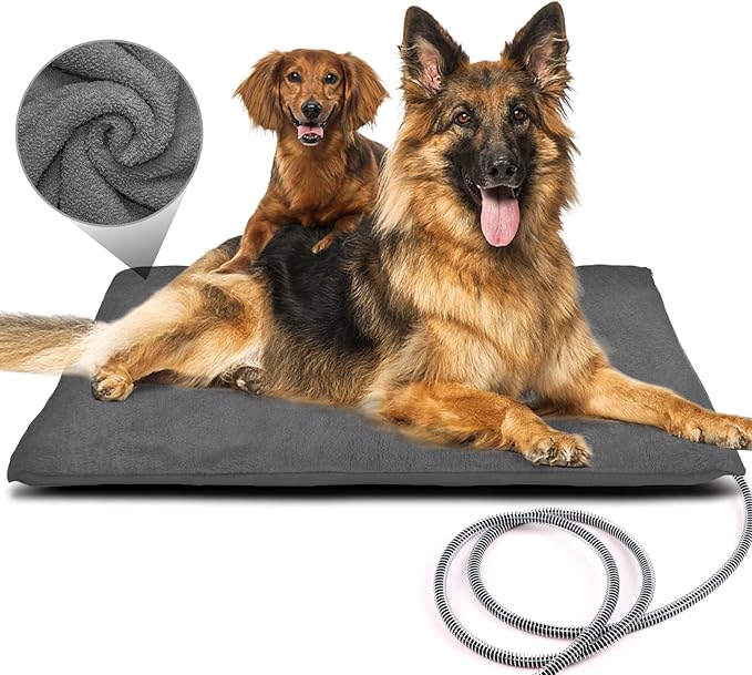 PETNF Outdoor Heated Pet Bed with Waterproof Cover,Pet Heating Pads for Dog,Soft Electric Blanket Auto Temperature Control,Heating Mat for Dog House Cabin Cot Doorway, XL