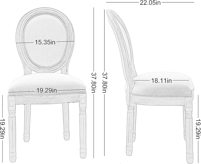 Nrizc French Bistro Chairs Set of 4, French Country Farmhouse Wood Round Back Dining Chair, for Dining Room/Living Room/Bedroom