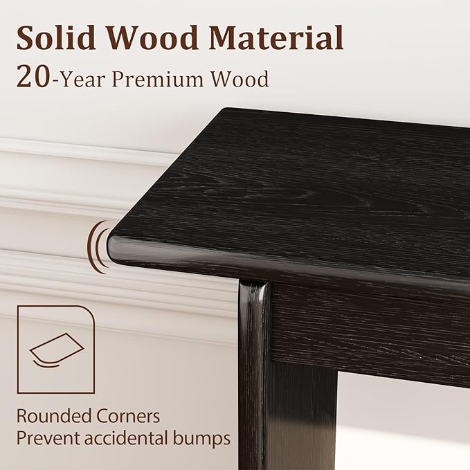 AQIMUELE Wood Console Table for Entryway, Mid Century Modern Console Table, Black Sofa Table for Living Room, Hall Way, Black Color