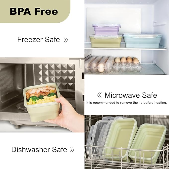 Extra Large Collapsible Silicone Food Storage Containers With Lids & Air Vent, 2 Pack 2000ml/68oz, XXL Foldable Marinade Container for Kitchen, Camping, Dishwasher, Microwave, Freezer Safe, BPA Free