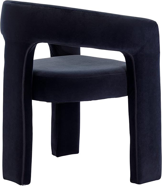 Black Modern Barrel Dining Chairs Set of 2, Velvet Upholstered Accent Side Chair with Arms Comfy Makeup Vanity Chairs, Dining Living Room Kitchen Chairs
