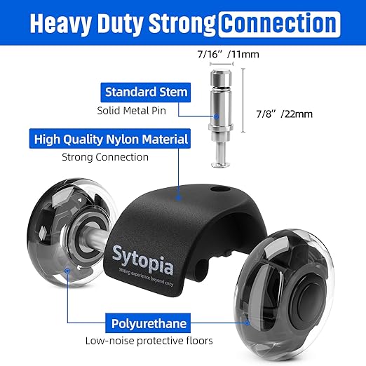 Office Chair Wheels 2" Desk Chair Caster Wheels Smooth Roller Style Quiet for Carpet and Hardwood Floors Universal Fit 11x22 mm Set of 5 Black