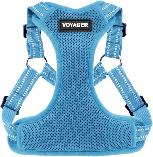 Best Pet Supplies Voyager Adjustable Dog Vest Harness Breathable No Pull Harness for Small, Medium, Large Dogs, Harness for Walking, Jogging, Easy Step-In, Reflective Stripes - Baby Blue, M