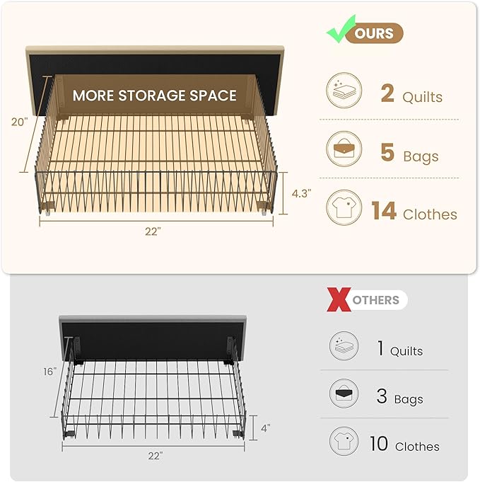 SHA CERLIN Full Size Platform Bed Frame with Vertical Channel Tufted Wingback Headboard & 2 Storage Drawers/2-Tier Shelves with LED Lights & Charging Station/Noise-Free/No Box Spring Needed/Beige