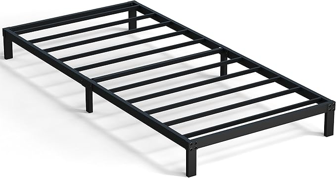 8 Inch Twin Bed Frame No Box Spring Needed, Heavy Duty Metal Platform Bed Frame Twin Size Support Up to 2500 lbs, Easy Assembly, Noise Free, Black