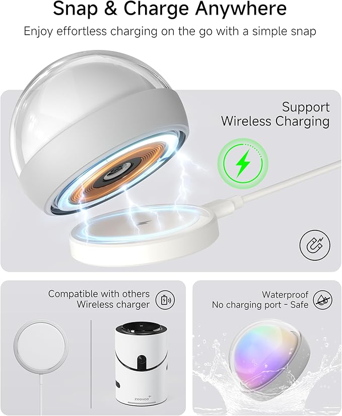 ZEEHOO Rechargeable Night Light, Portable Wireless Charging Egg Lamp, 2000mAh, Dimmable LED Night Light (8 Colors, 4 Modes), Mini Light for Kids, Toddler, Gift,Christmas Decorations