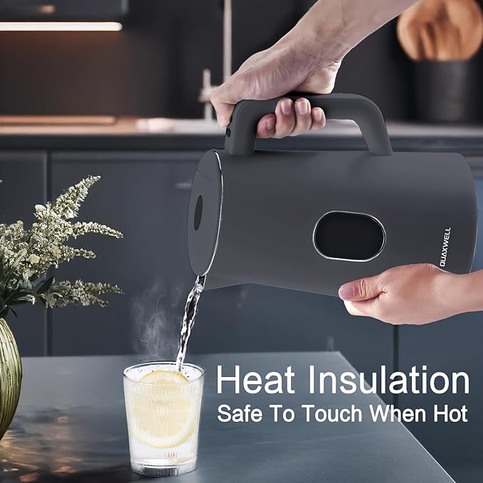 1.5L Electric Kettle Stainless Steel, Double Wall Cool Touch Teapot, Fast Boil,5 Temperature Control, LED Display, Auto Shut-Off, BPA-Free,Keep Warm Function, Ideal for Tea & Coffee,Gray