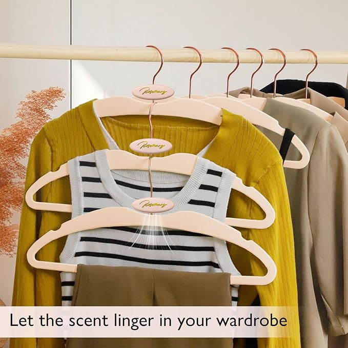 ManGotree Velvet Coat Hangers with Empty Aromatherapy Boxes, Non-Slip Short Neck Hangers, Ultra-Thin Space Saving Suit Hanger for Jacket, Shirt, Dress, Pants (22 Pack, Light Pink)