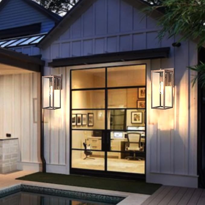 Bestshared Outdoor Wall Sconce Lights,Exterior Wall Lighting Fixtures with Clear Glass, Anti-Rust Vintage Outside Lantern Lamp for House Front Porch Doorway Patio(Rusted,15 Inch Height-2PACK)