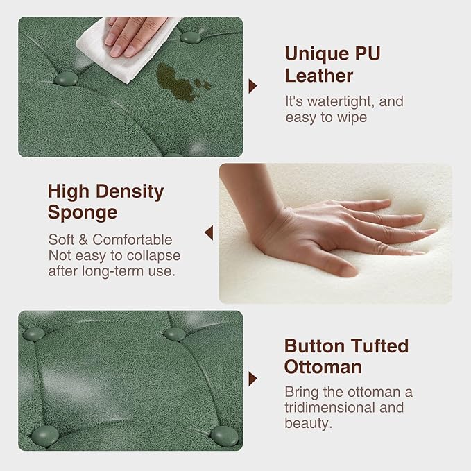 Storage Ottoman Bench,51-Inch Large Storage Bench for Bedroom End of Bed, 30 Gallons Faux Leather Ottoman with Storage for Bedroom, Living Room, Entryway, Hallway,Green