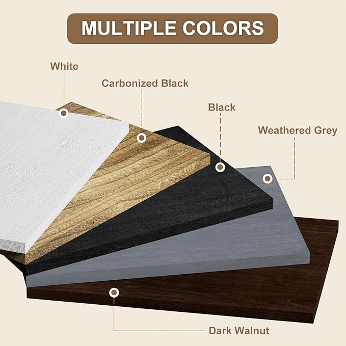 SRIWATANA Wide Floating Shelves, Rustic Wood Wall Shelves Set of 2, Wall Mounted Shelves with Large Capacity for Many Rooms Decor, Carbonized Black