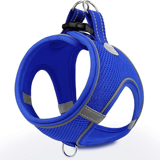 Joytale Small Dog Harness, Breathable Mesh Step-in Vest, Reflective Soft Padded Harnesses for Small and Medium Dogs, Navy Blue, L