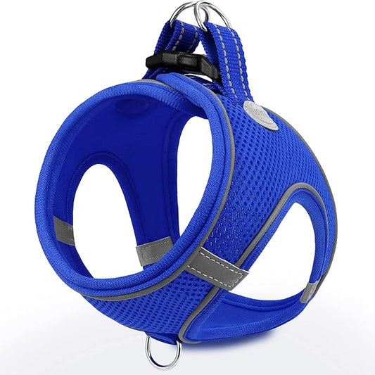 Joytale Small Dog Harness, Breathable Mesh Step-in Vest, Reflective Soft Padded Harnesses Small Sized Dog for Walking, Navy Blue, S