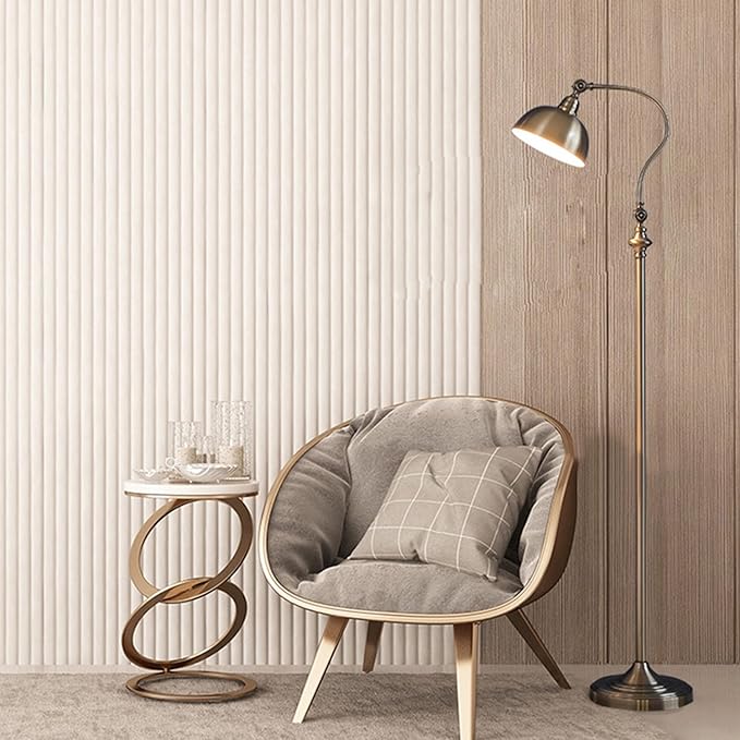 MIXL-Antique Bronze Arched Floor Lamp,Dome Shade Adjustable Standing Lamp,Flexible Behind The Couch Lamp,Vintage Style Floor Light for Study Room Nursery and Bedside