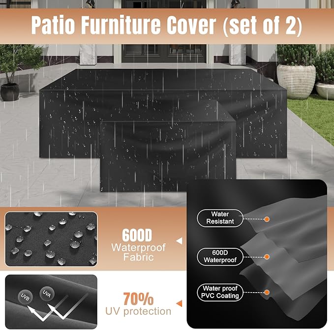 Aoxun 13 Pieces Patio Furniture Set with 44” Fire Pit Table Wicker Rattan Outdoor Sectional Conversation Set with Coffee Table and 4” Thickened Cushions, Beige (Waterproof Cover Included)