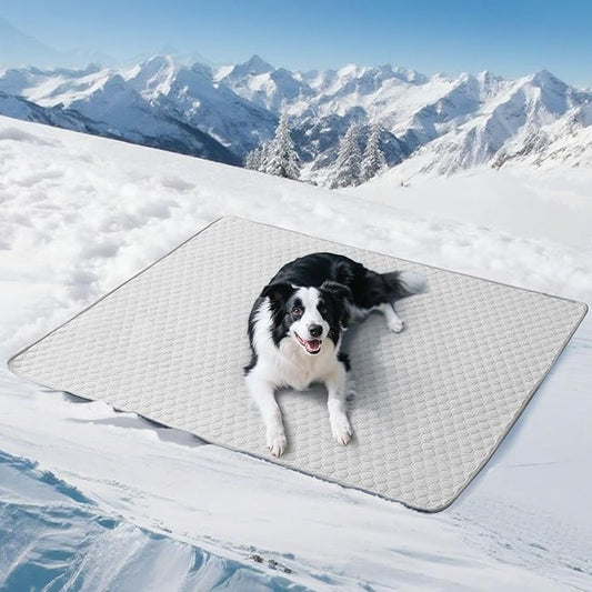 Soulbond Cooling Mat for Extra Large Dogs - 60"x80" Washable Machine Cooling Pad for Puppy, QMAX>0.3, Anti-Slip Bottom, Portable Summer Cool Pet Bed Pad for Outdoor/Indoor/Cars/Travel Use, Light Gray