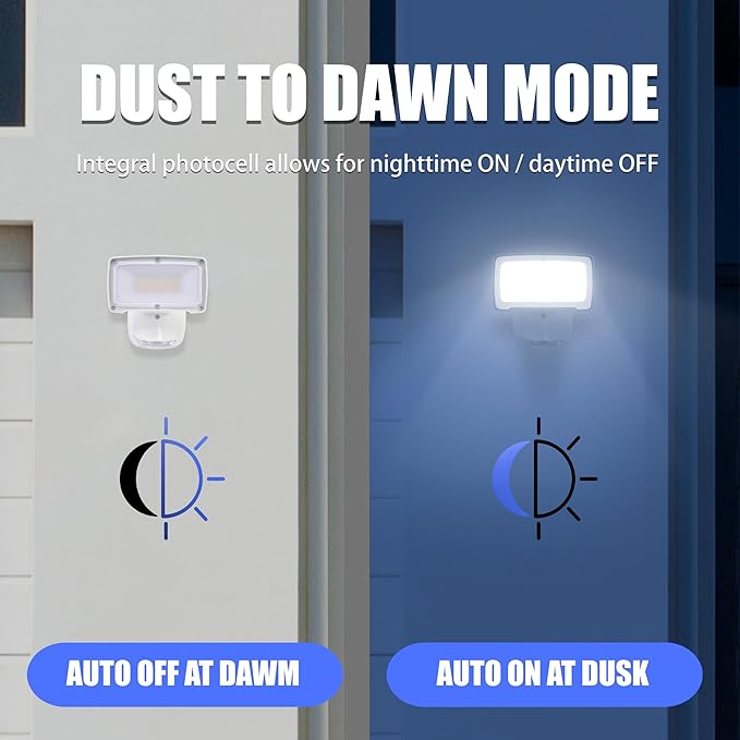 26W Flood Lights Outdoor, CCT Integrated LED Security Light Fixture, 1 Head Exterior LED Outdoor Light with Dusk to Dawn Control, ETL Water Resistant for Garage, Yard, Porch (White)