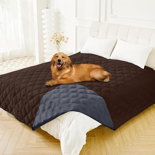 Smiry Waterproof Dog Bed Cover Blanket 82x102, Soft Reversible Pet Blanket, Washable Leakproof Cats Dogs Couch Cover for Sofa, Couch, Furniture, Chocolate/Dark Grey