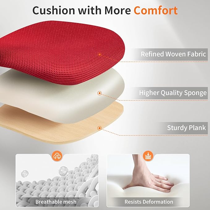 BestOffice Office Chair Ergonomic Cheap Desk Chair Mesh Computer Chair Lumbar Support Modern Executive Adjustable Stool Rolling Swivel Chair for Back Pain (Red)