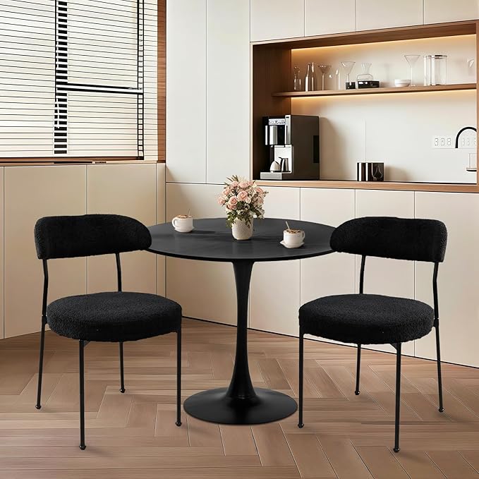 SoarFlash Kitchen Table and Chairs for 2, 24" Dining Table Set for 2 with Velvet Upholstered Chairs, 3 Piece Round Kitchen Table Set, Dining Room Table Set for Small Space, Apartment