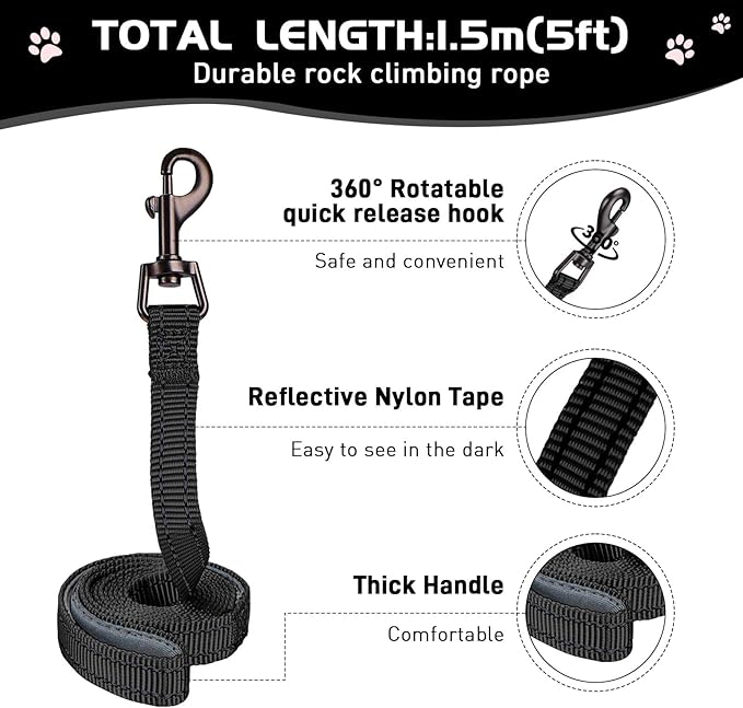 Soft Mesh Dog Harness and Leash Set, No Pull Puppy Harness and Leash Set, Reflective Step in Harness for Small Medium Dogs, Easy Walk Escape Proof Vest Harnesses (Black, M)
