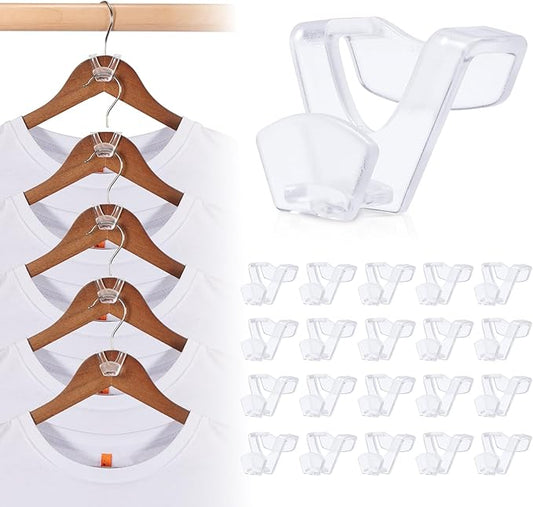 HOUSE DAY Space Saving Hangers 20 Pack, Clear Clothes Hanger Connector Hooks, Heavy Duty Hangers Space Saver, Premium College Dorm Room Essentials, Closet Organizers and Storage