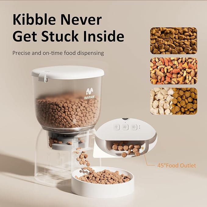 Automatic Cat Feeder: 4L Cat Food Dispenser Timed Precise Auto Feeder Programmable 1-6 Meals- Easy to Clean& Dual Power with Desiccant Bag Keeps Food Fresh- Reliable Pet Feeder for Cats
