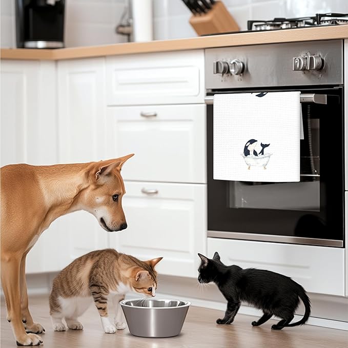 Funny Killer Whale Kids Bathroom Hand Towels, Sea Life Nautical Ocean Animal Decor for Bathrooms, Fun Killer Whale Taking Bath Hand Towels for Bathroom Washroom, 16x24In