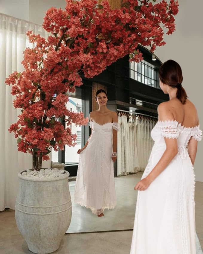 Full Length Mirror, 72"x44" Floor Mirror Freestanding, Oversized Floor Standing Mirror Full Body Mirrors with Stand for Bedroom, Hanging Mounted Mirrors for Living Room, Black, Arched