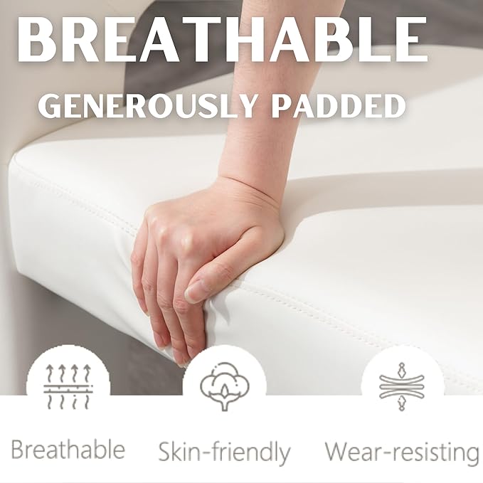 Modern Barrel Dining Chairs Set of 6, PU Leather Upholstered Accent Side Chair with Arms Comfy Makeup Vanity Chairs, Dining Living Room Kitchen Chairs, White