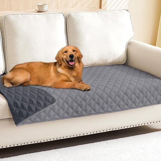 Smiry Waterproof Dog Blanket, Reversible Dog Bed Cover Pet Blanket, Soft Pet Couch Covers for Sofa Washable, Bed Couch Sofa Furniture Protector for Puppy Cat Kids (30"x90", Grey/Dark Grey)
