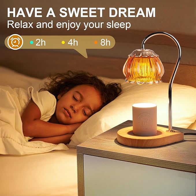 Candle Warmer Lamp with Timer, Dimmable Candle Warmer Lantern Light Gift Electric Fragrance Candle Holders for Warming House Warming Home Decoration Gifts for Women,Orange