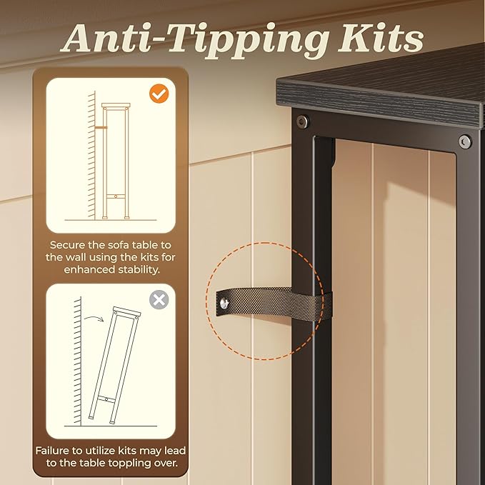 SUPERJARE 110.2 Inch Sofa Table with 2 Power Outlets and USB-C Port, 5.9 Inch Narrow Console Table with Storage, Extra-Long, for Entryway Hallway Couch Behind Sofa, Small Spaces, Black