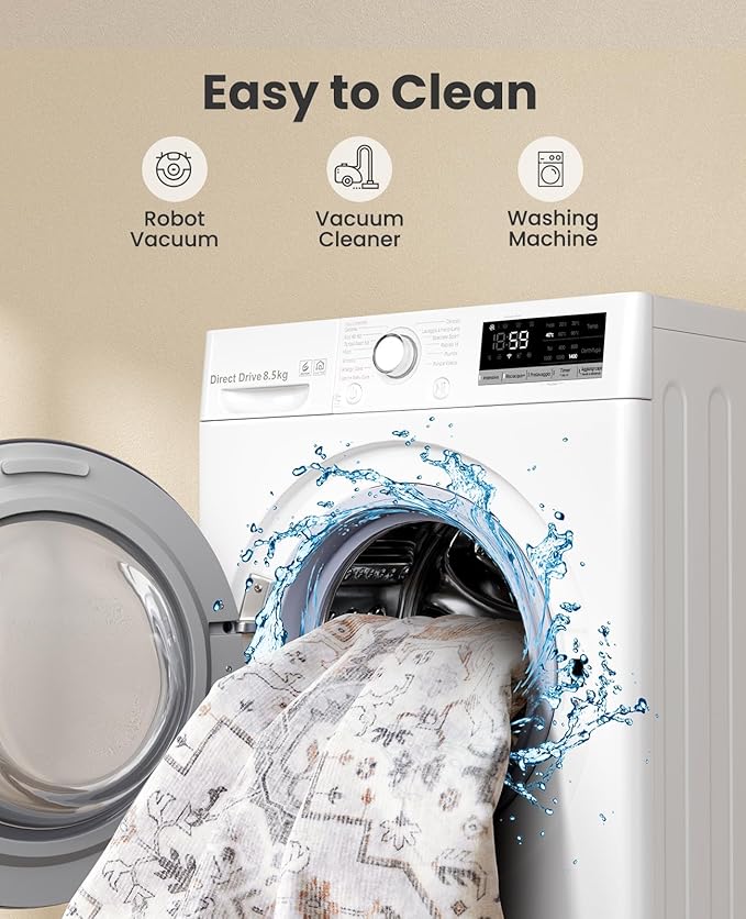 AMADA HOMEFURNISHING 8x10 Area Rugs, Low-Profile Large Washable Area Rug with Non-Slip Backing & Durable Edge Binding, Vintage Rugs for Living Room, Bedroom, Dinning Room