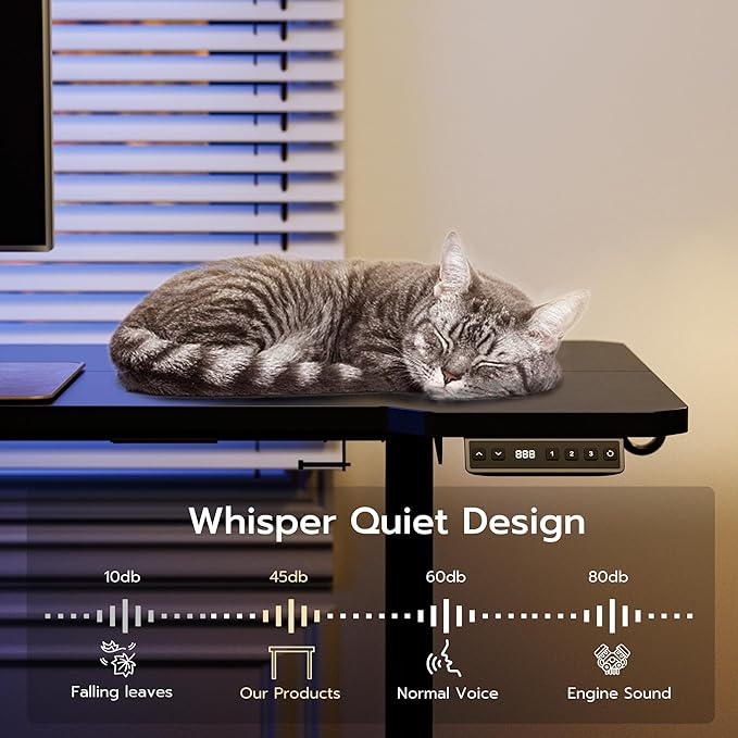 51" Reversiable L-Shaped Electric Standing Desk Adjustable Height Gaming Stand Up Corner Desk Sit Stand Home Office Computer Desk with Splice Board,Black Top