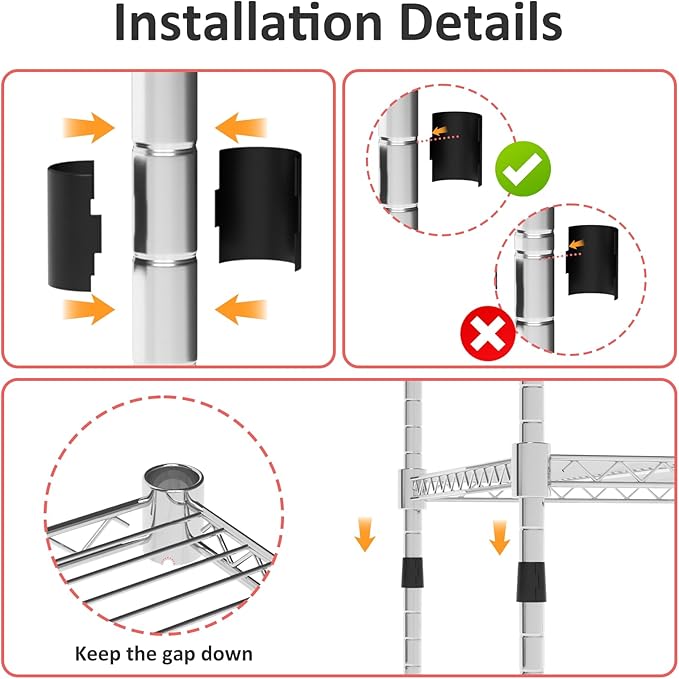 Garage Shelving with Wheels, 4 Tier Shelving Unit and Adjustable Feet, 865 lb High Capacity Rolling Storage Shelf for Kitchen, Office, Dining Room, Garage, Chrome