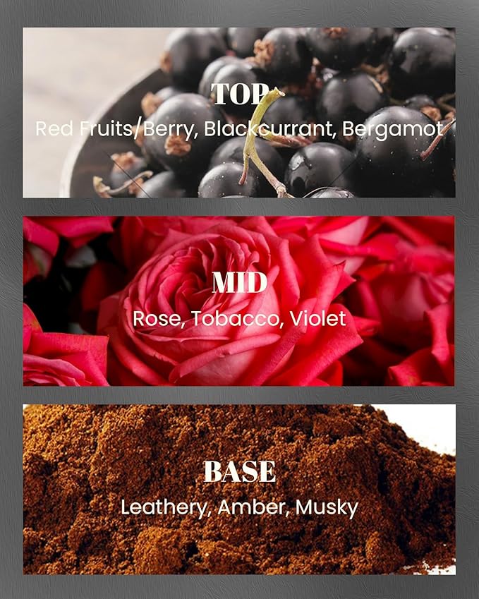 M&SENSE Tobacco Leather Berries Scented Candles, Heavy Scented Candles,Vegan Soy Wax,10oz 42-Hour Long Burning Time,Relax Fall Home Fragrance, Cozy Winter Romance Fancy Gifts for Men Women